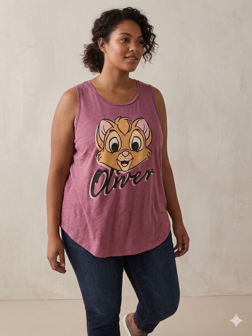 Disney Mauve Graphic Tank Top with Character Print